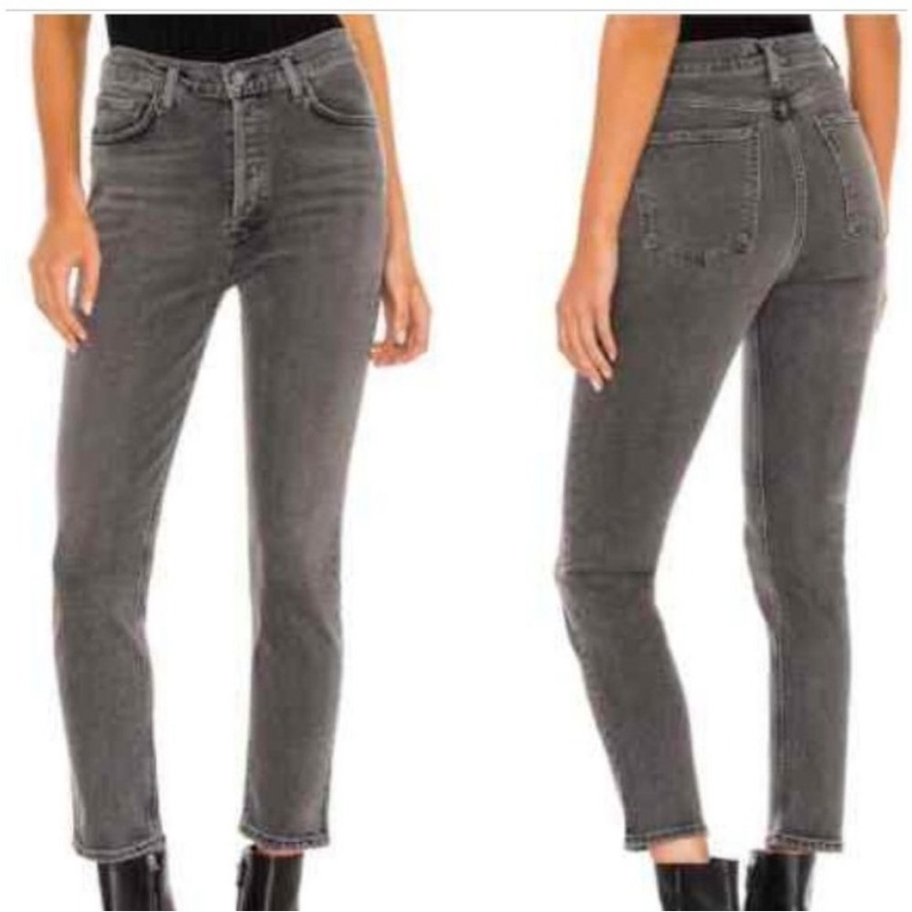 AGOLDE Nico High Rise Skinny Jeans Grey Sz 24 Organic Cotton Stretch NEW